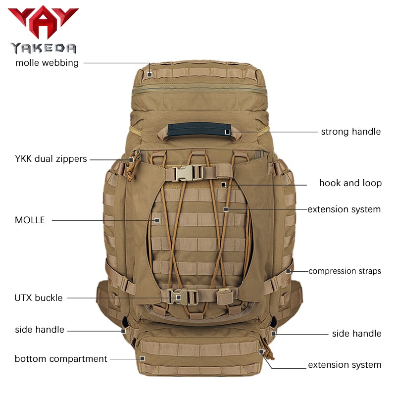 Yakeda-Rucksack mit großer Kapazität Militärische taktische Tasche Wasserdichter Wander-Camping-Rucksack im Freien