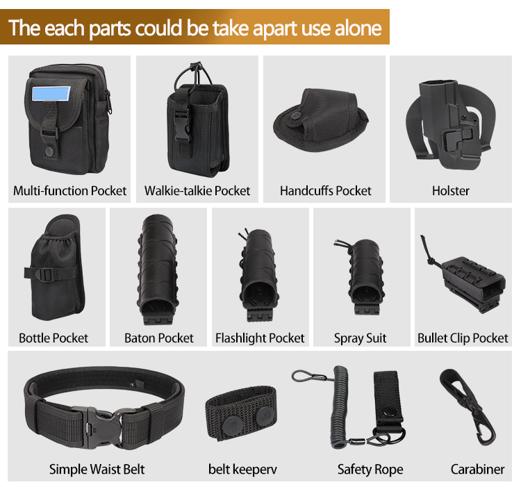 Combat Multifunktions-Nylongürtel, taktischer Einsatzgürtel mit Taschenzubehör für die Polizei
