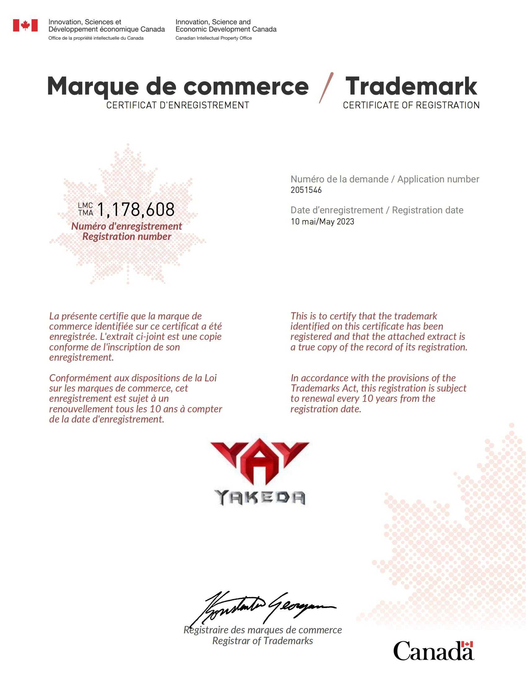 Kanada-Markenzertifikat
